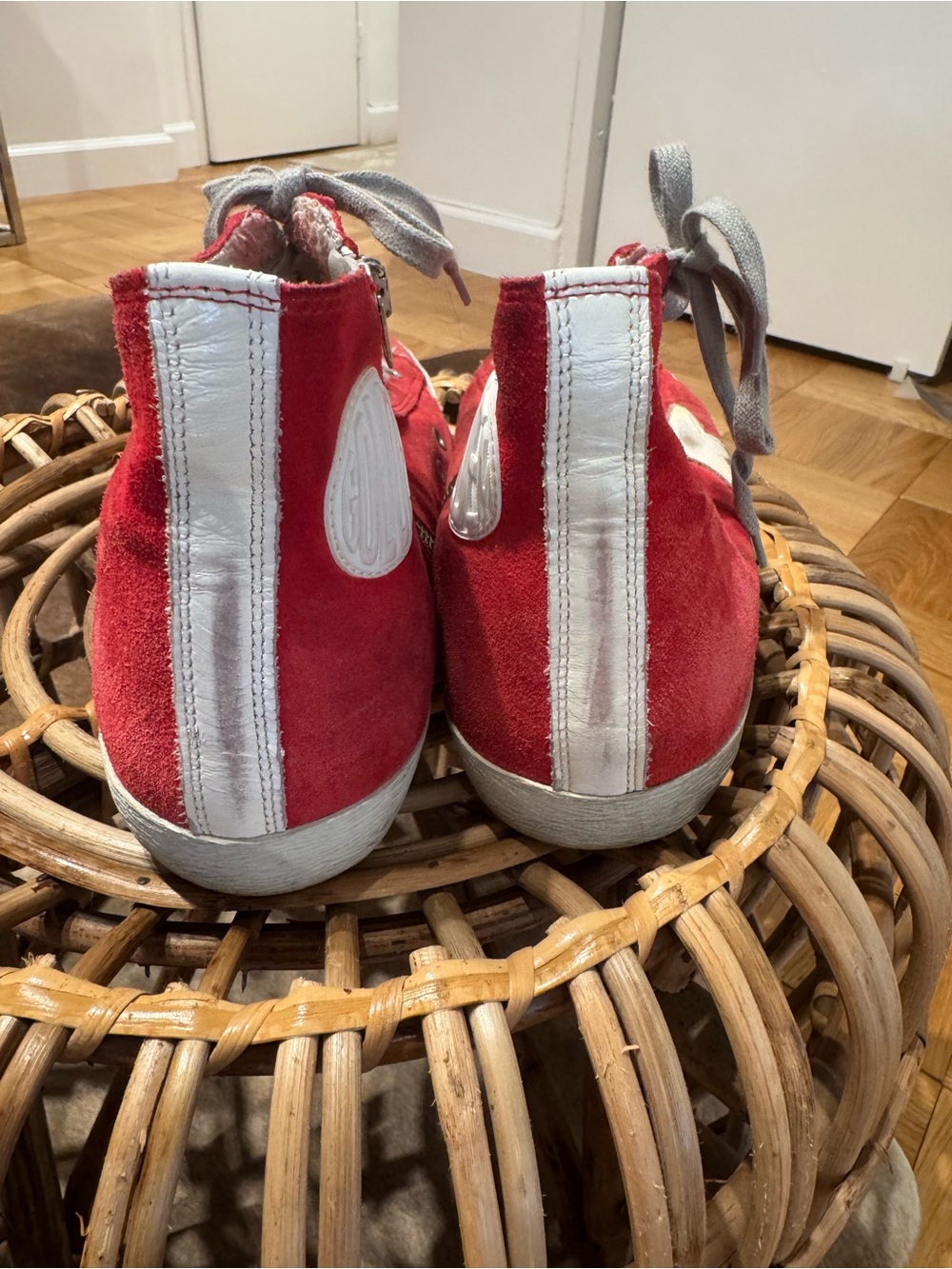 Golden Goose Red Suede High-Top Sneakers with White Star - Picture 3 of 8